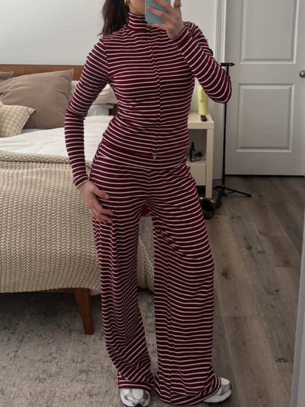 NWOT Beginning Boutique \\ striped jacket + foldover pants set